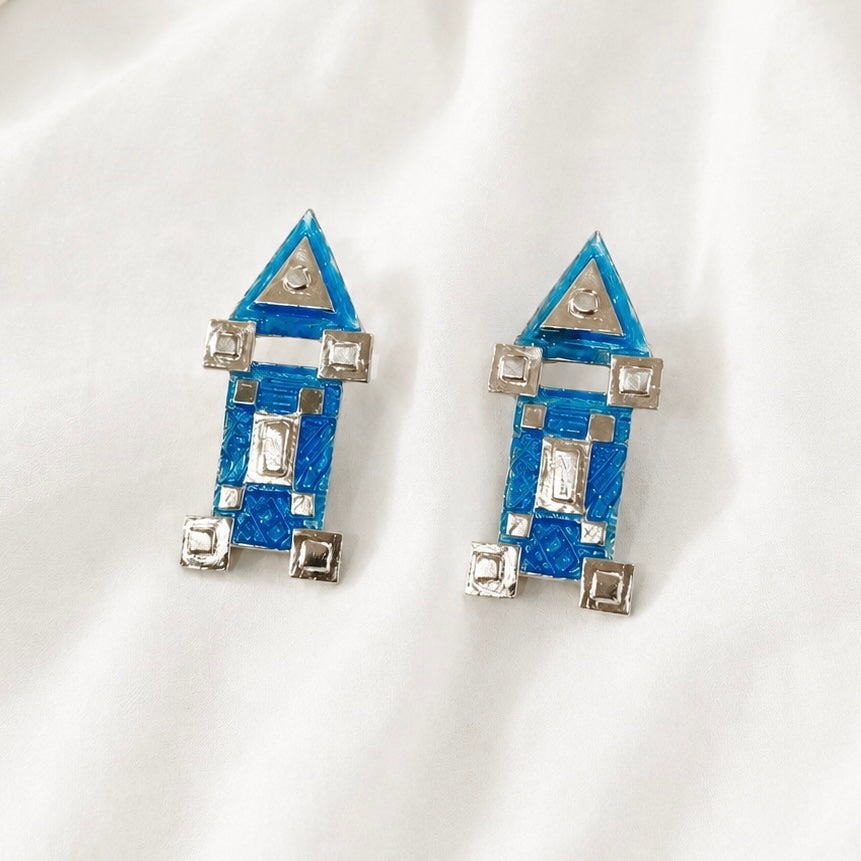 Magic Carpet Fine Silver Earrings With Hot Enamel