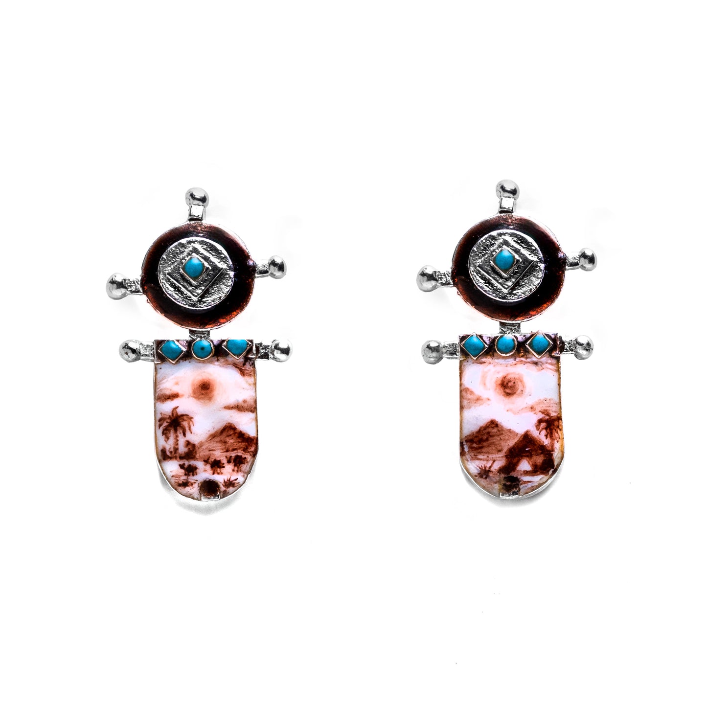 Memories Of The Desert hand painted enamel Miniature Painting Earrings