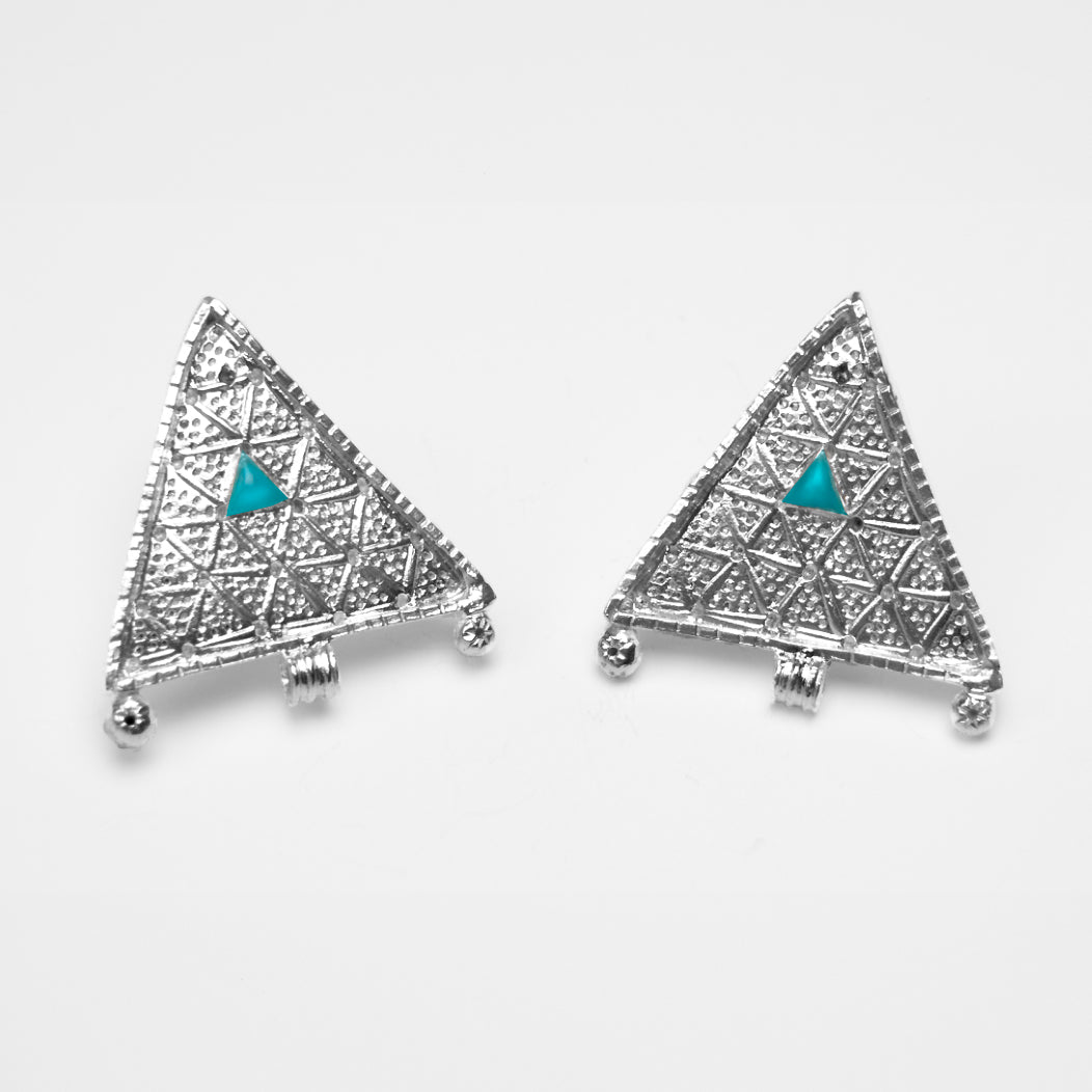 Sacred Triangle Fine Silver Earrings with Champlevé Enamel