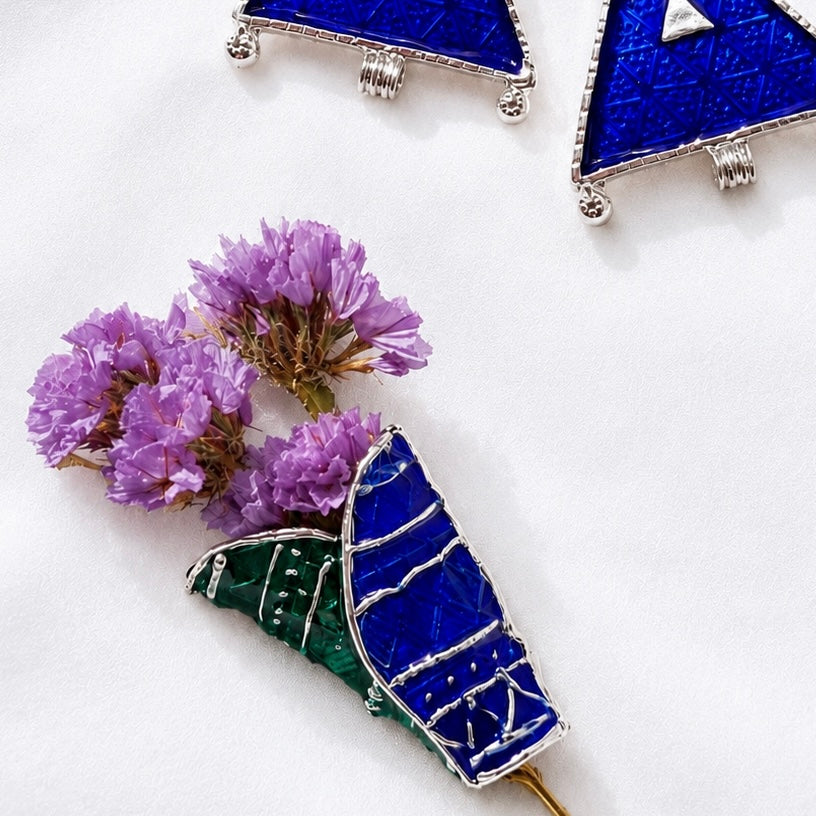 Flower Bouquet Enamel Brooch