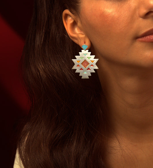 Desert Rose Plique A Jour  Silver Earrings