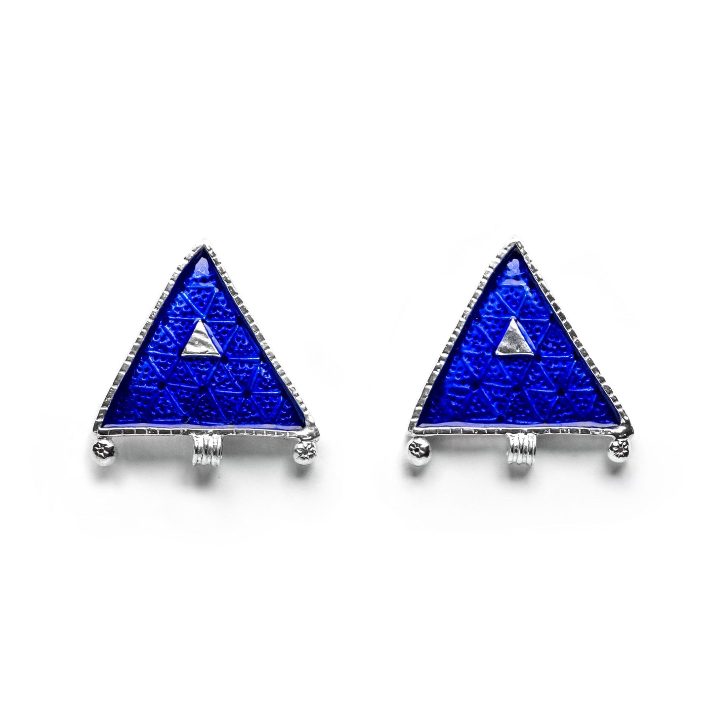 Sacred Triangle Fine Silver Earrings with Champlevé Enamel